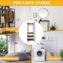 Appendiabiti da Terra con 4 Ripiani 60x40x180 cm in Truciolato e Acciaio Marrone