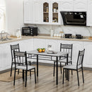Set da Pranzo Tavolo e 4 Sedie Seduta Imbottita in Metallo e MDF Grigio e Nero