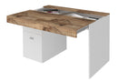 Scrivania 1 Anta 1 Cassetto 100x60x75 cm Sliding Bianco Lucido e Acero Pereira