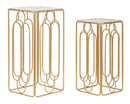 Set 2 Tavolini Arty Quadrato 34x34x70-29x29x60 cm in Ferro