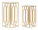 Set 2 Tavolini Arty Quadrato 34x34x70-29x29x60 cm in Ferro