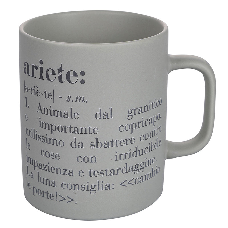 Tazza Zodiaco "ariete" Ø8x10 cm in Bone China VdE Tivoli 1996 Grigio
