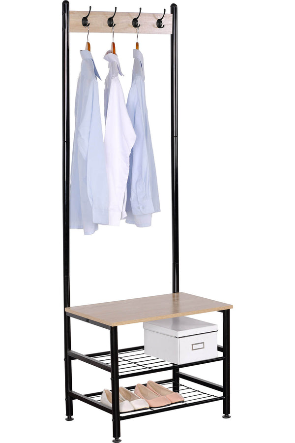 prezzo Bank Kleiderständer mit Schuhregal 60x40x175 cm aus Metall und Spanplatte Motti