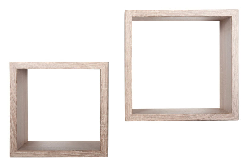 Set 2 Mensole Cubo da Parete Quadrato in Fibra di Legno Q-Bis Maxi Rovere Naturale/Sagerau