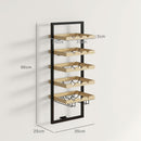 Portabottiglie da Parete per 15 Bottiglie e 4 Calici 35x25x86cm in Legno e Acciaio 