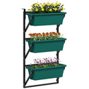 Fioriera da Esterno Verticale 56x42x100 cm 3 Vasi con Fori di Drenaggio in Plastica  Verde   