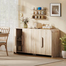 Credenza da Cucina 157x39x82 cm con 2 Armadietti Ante Soft-Close e Ripiani Regolabili in Legno Naturale      