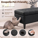 Cassapanca Pouf Contenitore Poggiapiedi 136 L 110x41x42 cm in Finta Pelle Adatta agli Animali Domestici Nero      