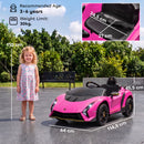 Macchina Elettrica Bambini 3-6 Anni 12V Licenza Lamborghini Autentica con 2 Motori Porta a Forbice Sospensioni Rosa      