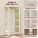 Cassettiera 4 Cassetti Pieghevoli 45x30x94,5 cm Struttura in Acciaio e Tessuto Beige   