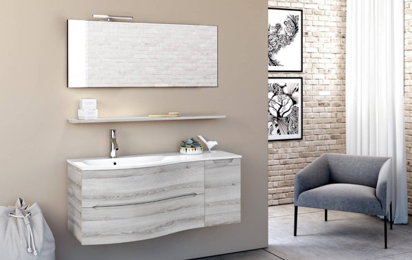 Badezimmer-Hängeschrank 121,5 cm TFT Swing Grau Weiß S acquista