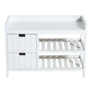 Panca Contenitore da Ingresso in Legno Bianco 69x34x48 cm 
