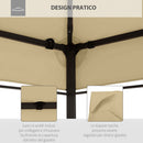 Tetto di Ricambio per Gazebo da Giardino a 2 Livelli 400x300 cm in Poliestere Anti UV Crema  