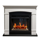 Camino Elettrico da Pavimento Effetto Fiamma 107x24x95,2 cm 900W/1800W Cornice in Legno Bianco