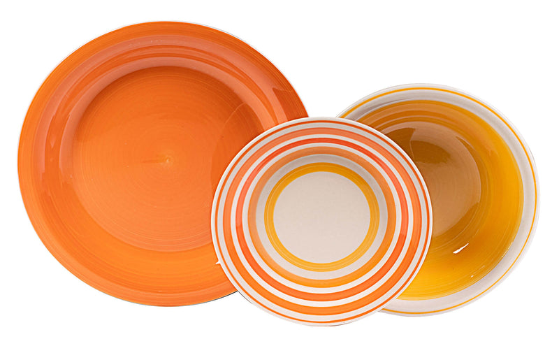 Servizio Piatti 18 Pezzi in Stoneware Collection Kyklos Arancio