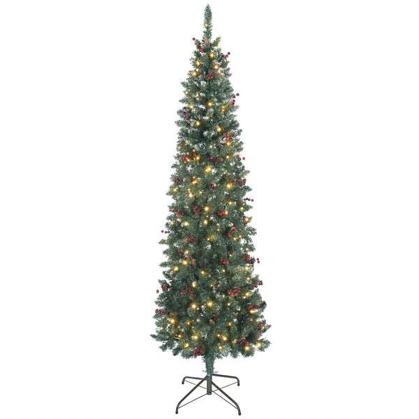 online Albero di Natale 210 cm 656 Rami e 300 Luci LED Decorato con 55 Pigne e 55 Grappoli di Bacche Verde e Argento