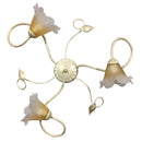 Plafoniera 3xE14 Montatura Avorio Oro Vetro Satinato Sfumato Ambra E-Energy Melania