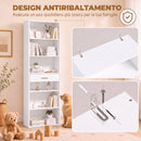 Libreria Verticale Alta a 7 Ripiani 60x24x182 cm con 6 Cubi e Cassetto in MDF Bianco      