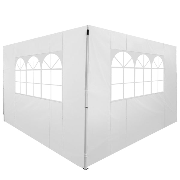 sconto Set 2 Pareti Laterali per Gazebo 3x3 m Pieghevoli 295x200 cm in tessuto Oxford con Finestre Bianco