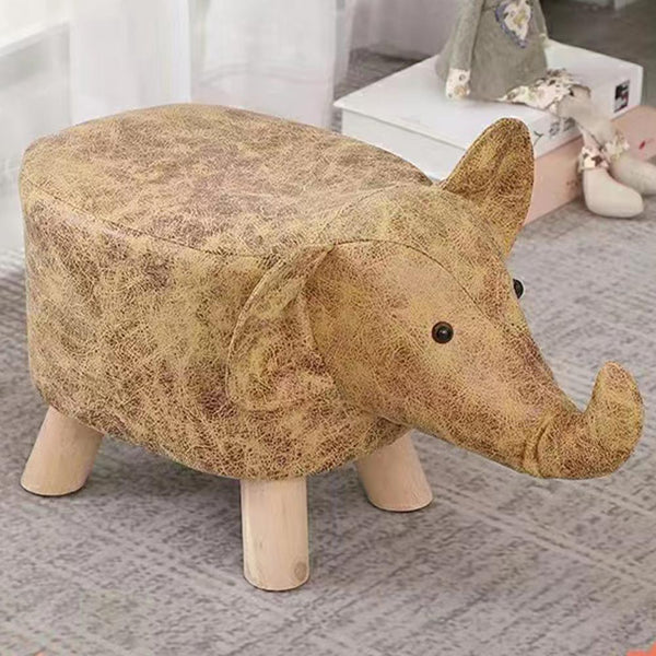 Sgabello Poggiapiedi Basso per Bambini a Forma di Elefante Pouf Marrone acquista