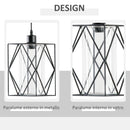 Lampadario Stile Geometrico 16x16x120 cm E27 in Metallo Nero