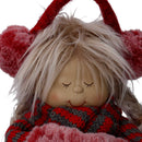 Pupazzo bambina tessuto rosso cm 16x16xh31