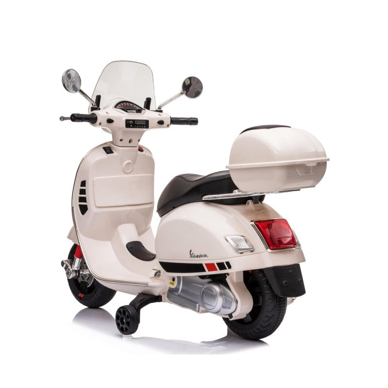Moto Elettrica per Bambini Piaggio Vespa GTS SUPER 12V Full Optional con Bauletto Bianco 