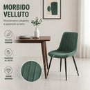 Set 4 Sedie da Pranzo Seduta Ergonomica 43x52x85 cm Struttura in Acciaio in Velluto Verde     