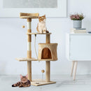 Albero Tiragraffi a 4 Livelli con Giocattoli Beige 40x40x114 cm 