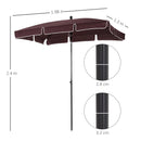 Ombrellone da Giardino 2x1.25 m Palo Ø28 mm in Alluminio Inclinabile Marrone 