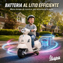Moto Elettrica per Bambini 1,5-3 Anni Licenza Piaggio Mini Vespa GTS 66,5x38x52 cm 6 V con Batteria al Litio 2,5 km/h Max 25 kg Bianco      