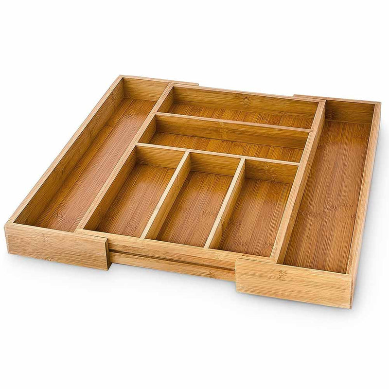 Portaposate Estensibile da Cassetto Cucina Porta Posate in Legno Bambù 46x30cm