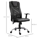 Sedia da Ufficio Presidenziale Ergonomica in Rete e Similpelle Altezza Regolabile Nera 