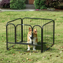 Recinto per Cani Modulare 4 Pannelli 79x60 cm Metallo Grigio Scuro