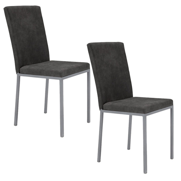prezzo Set 2 sedie Imbottite 42x54x93 cm in Tessuto Ranger Licya Moka Bufalo / Gambe Silver