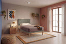 Letto Singolo con Rete Rivestita Similpelle Cappuccino Tessis Testata Square Varie Misure