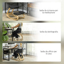 Sedia Inginocchiatoio con Movimento a Dondolo 50x73x55 cm in Tessuto Effetto Lino e Legno di Betulla Nero 