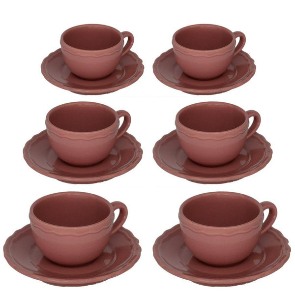 Set 6 Tazzine da Caffè con Piattino Ø7,5xh5 cm in Gres Porcellanato Juliet Rosa Antico online
