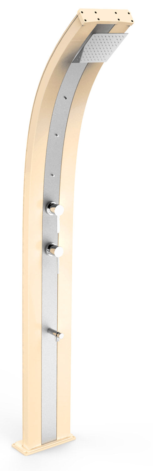 sconto Doccia Solare da Giardino 40L Miscelatore Nebulizzatore e Lavapiedi Arkema Dada Fascia Inox Champagne Bronze