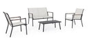 Set 5 Pezzi Salotto da Giardino con Divano 2 Poltrone e 2 Tavolini in Acciaio e Textilene Marsala Antracite 