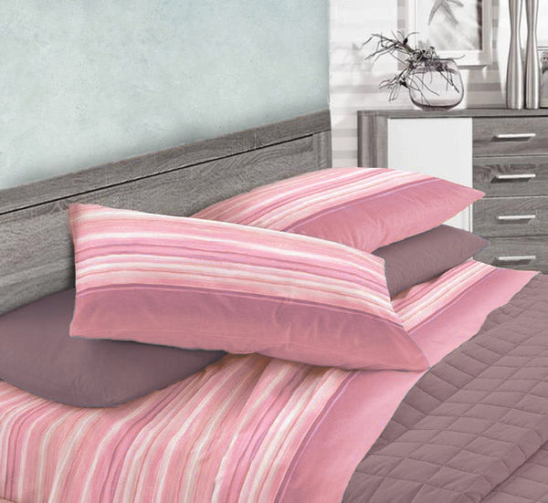 sconto Set aus Baumwollbettwäsche oben und unten und Cober Malida Pink Kissenbezügen in verschiedenen Größen