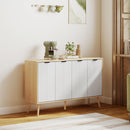 Mobile Contenitore 120x35x77.4 cm con 2 Armadietti a Ripiani Regolabili in Legno di Pino e Bianco      