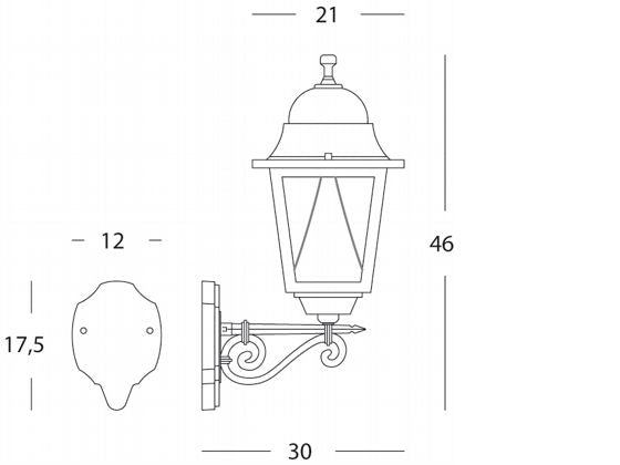 Lampada Applique Grande in Alto con Led Colore Nero per Esterno Linea Mac Sovil