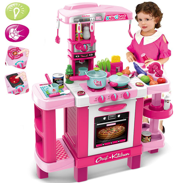 sconto Cucina Giocattolo Bambini con Luci e Suoni 34 Accessori Gioco 87x78x29cm Rosa