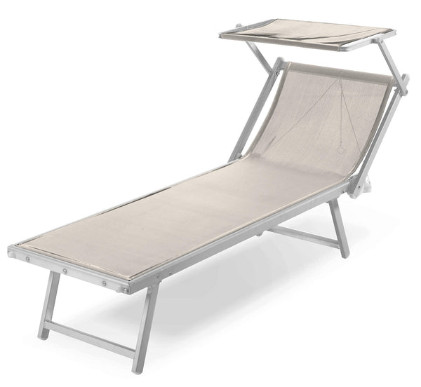 acquista Garten-Sonnenliege 193 x 60 cm aus Aluminium und beigem Textilene