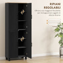 Mobile Dispensa da Cucina 60x30x170,5 cm con 5 Ripiani Regolabili e 4 Ante in Legno Nero      