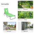 Lettino Sdraio Pieghevole 187x58x36 cm in Acciaio e Tessuto Oxford Verde