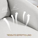 Poltrona da Salotto Moderna 90x86x91 cm Imbottitura a Molle Insacchettate in Tessuto Effetto Lino Crema  