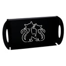 Vassoio Rettangolare 41x20xh5 cm in Metallo Design Gatti Nero