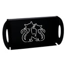 Vassoio Rettangolare 41x20xh5 cm in Metallo Design Gatti Nero